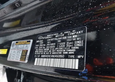 2022 Hyundai Palisade Sel z USA, uszkodzony, nr VIN KM8R4DHE4NU460860